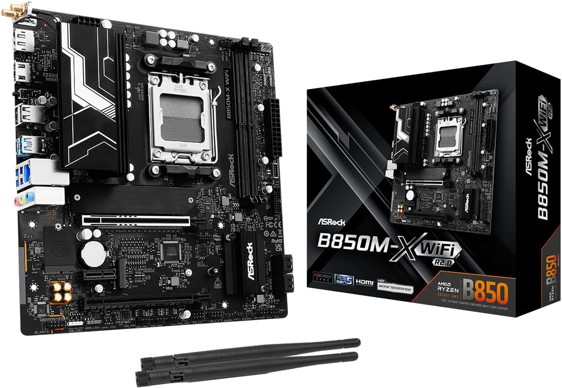 ASRock B850M-X WiFi R2.0 Micro-ATX Motherboard for Ryzen CPUs
