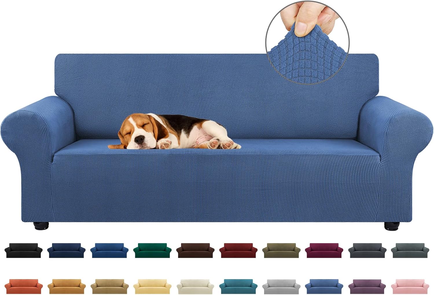 KEKUOU Stretch Sofa Cover Slipcover for 3 Cushion Couch Sofa