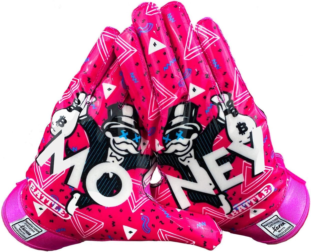 Battle Sports Back of Hand Wide Receiver Football Gloves for Grip