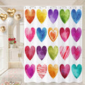 Valentine's Day Shower Curtain Watercolor Hearts - Romantic Bath