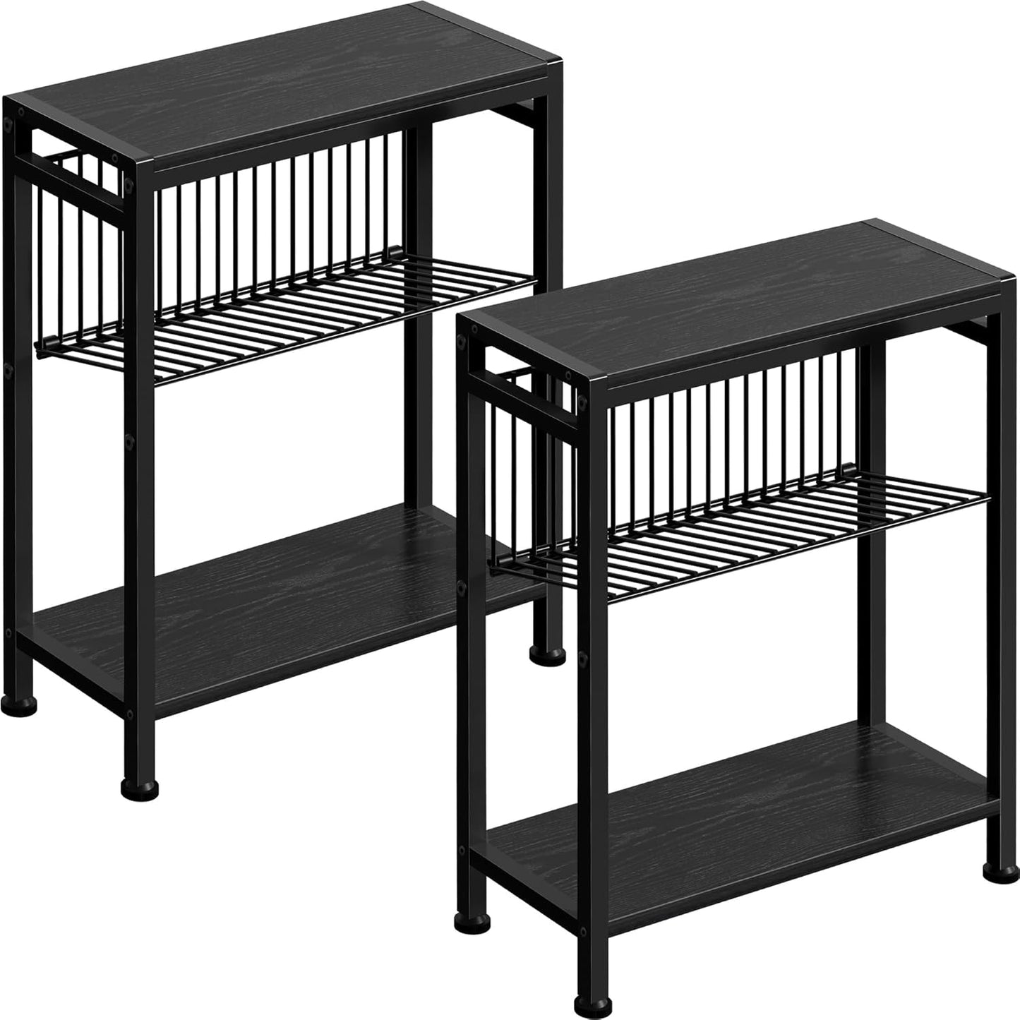 End Table Set of 2 for Small Space with Magazine Holder