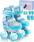Sportneer Kids Roller Skates - Adjustable Quad Skates with Light Up