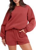 ANRABESS Women 2 Piece Sweat Shorts Set - Oversized Casual Lounge in