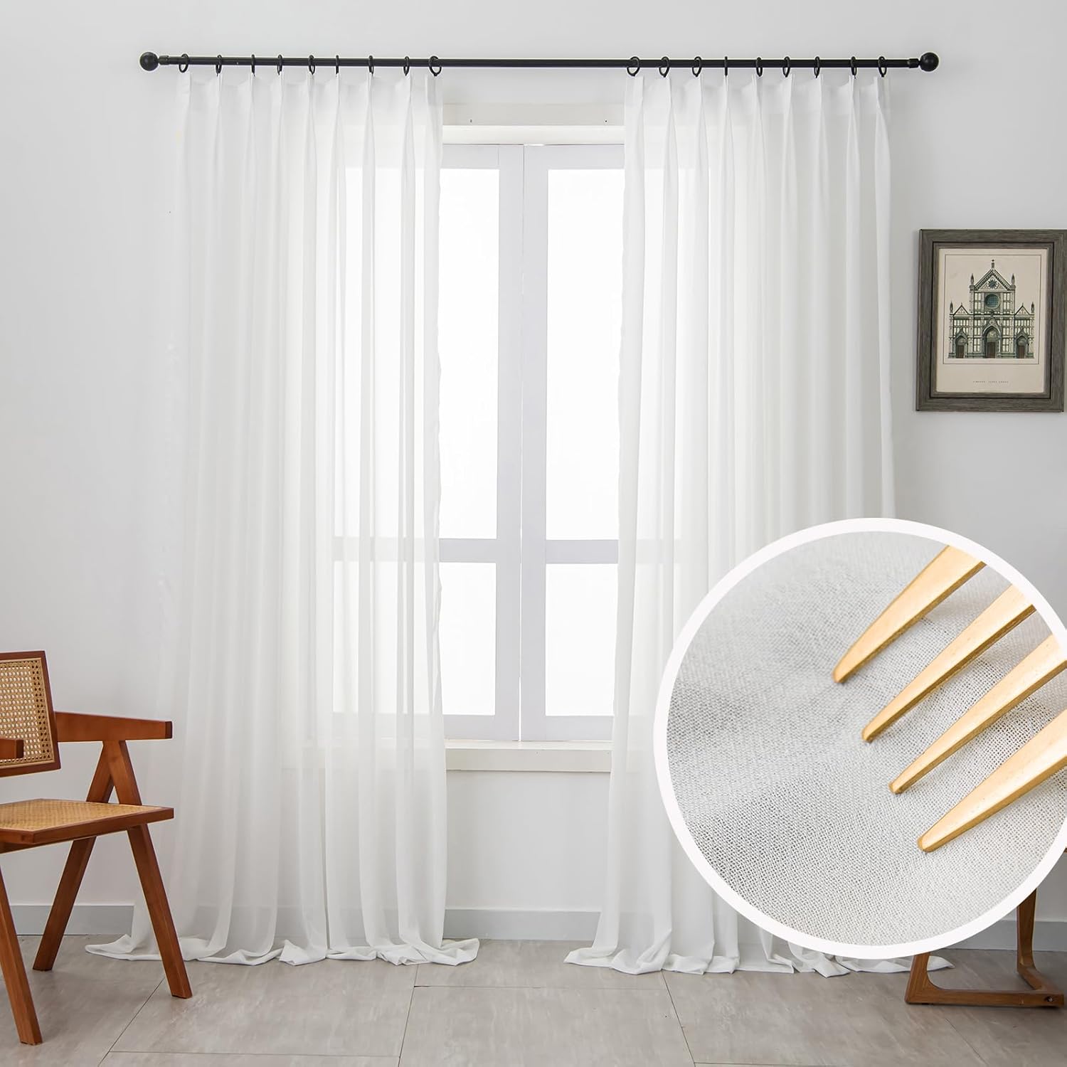 Pinch Pleated Off White Sheer Curtains for Elegant Spaces