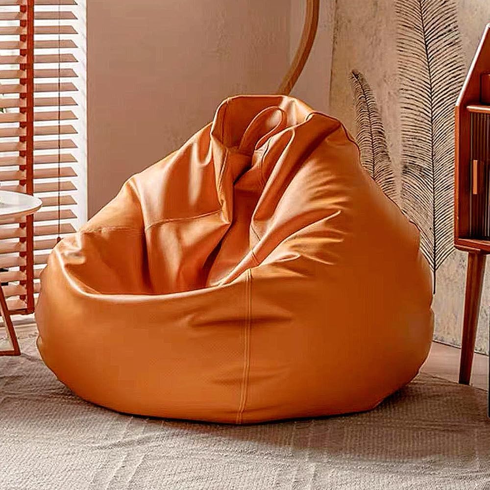 Luxury Orange Faux Leather Bean Bag Cover