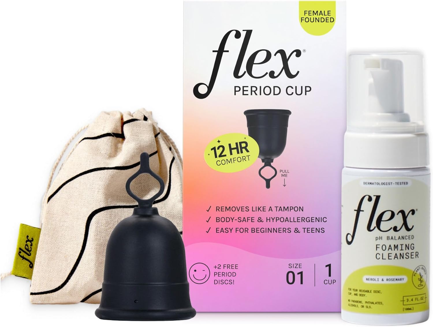 FLEX Cup Starter Kit | Sleek Size 01 Cup + Free Discs & Cleanser