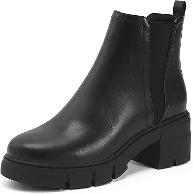 REDTOP Women's Chelsea Boots with Chunky Block Heel Design