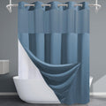 Moonlight Blue No Hook Shower Curtain with Snap in Liner - Thick