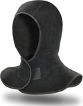 Leaseek Welding Hood Flame-Retardant Leather Cap with Neck Drape