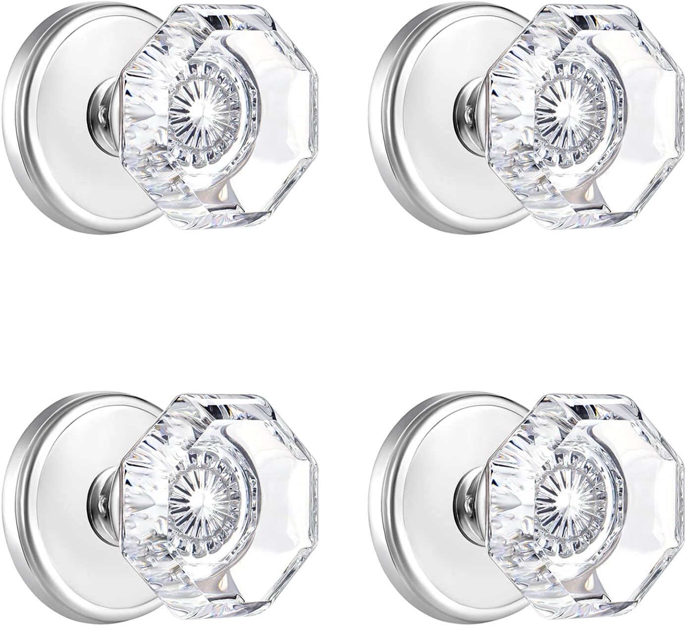 4 Pack Glass Dummy Door Knobs for Stylish Home Decor