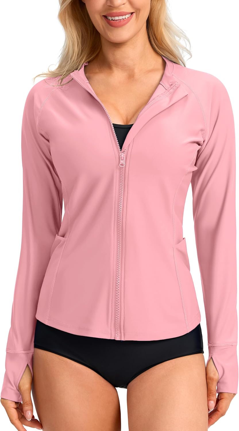 SANTINY Women's Rash Guard with UPF50+ Protection for Water Sports