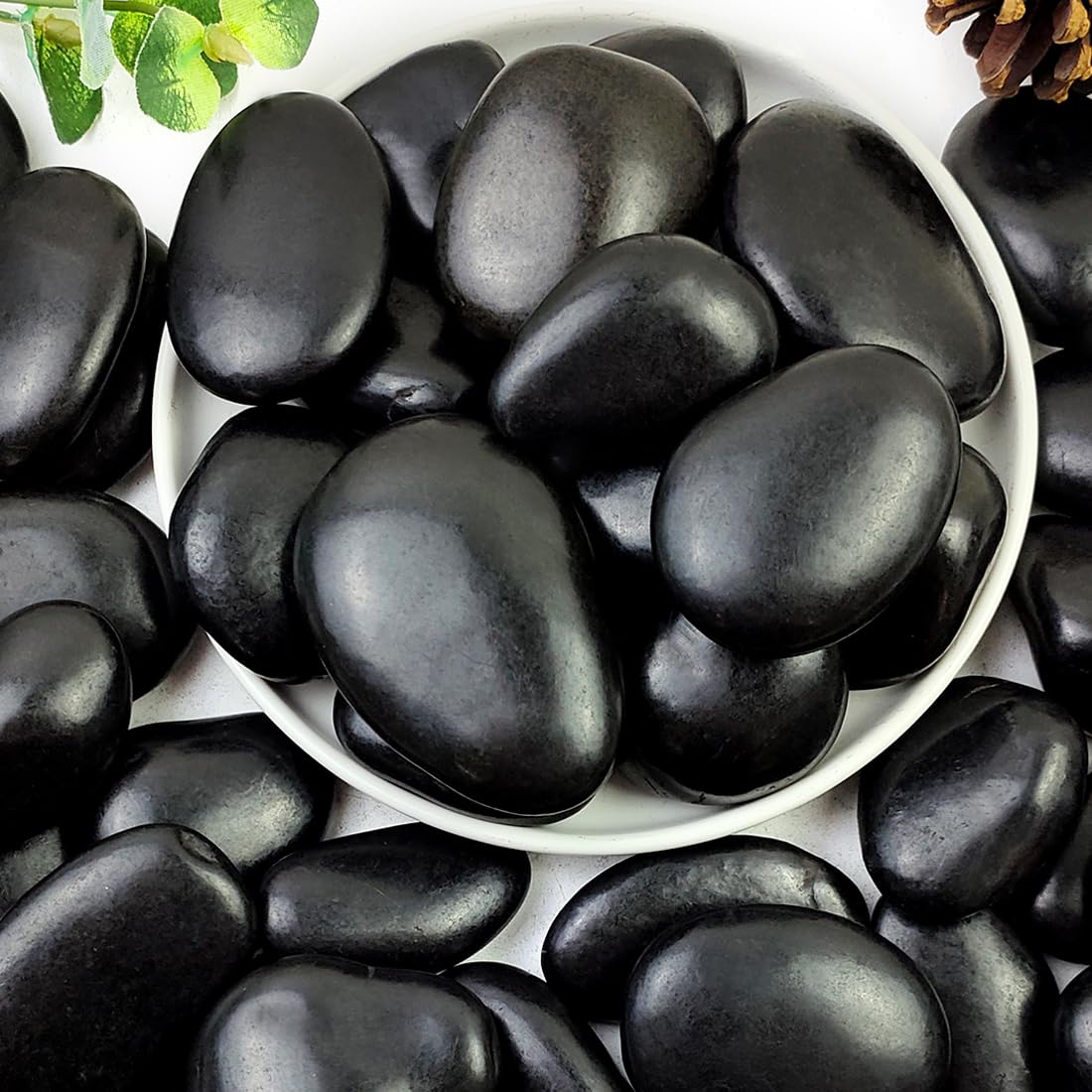 40lbs Black Rocks for Landscaping - Natural Large River Pebbles