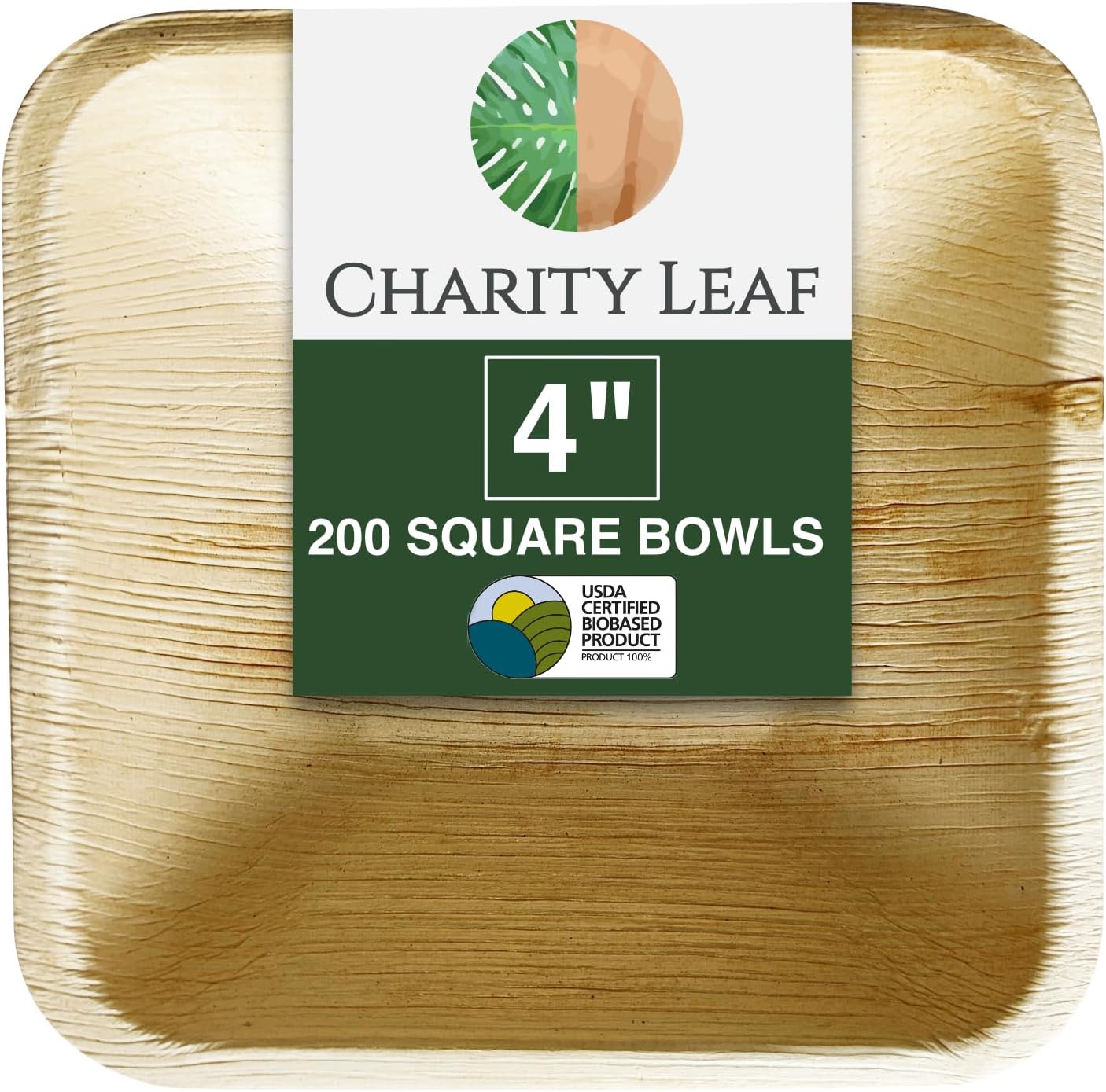 Disposable Palm Leaf 4in Square Bowl for Eco-Friendly Dining