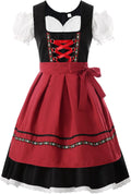 Dirndl Dresses for Women Red 2-Piece Oktoberfest Costume - ReliBeauty