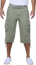 X RAY Men's Belted Long Cargo Shorts - Durable Below Knee Cargo Shoes