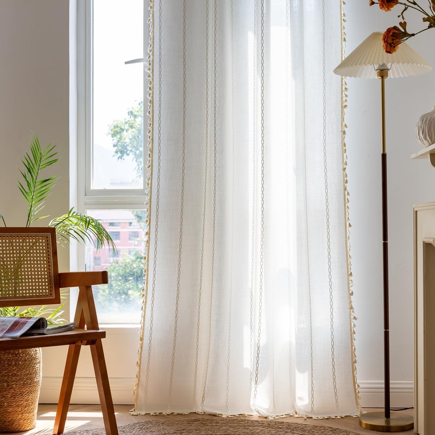 Deeprove White Boho Curtains for Elegant Home Decoration