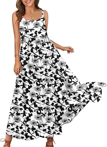 YESNO Summer Dresses for Women Casual Bohemian Floral Maxi Dress