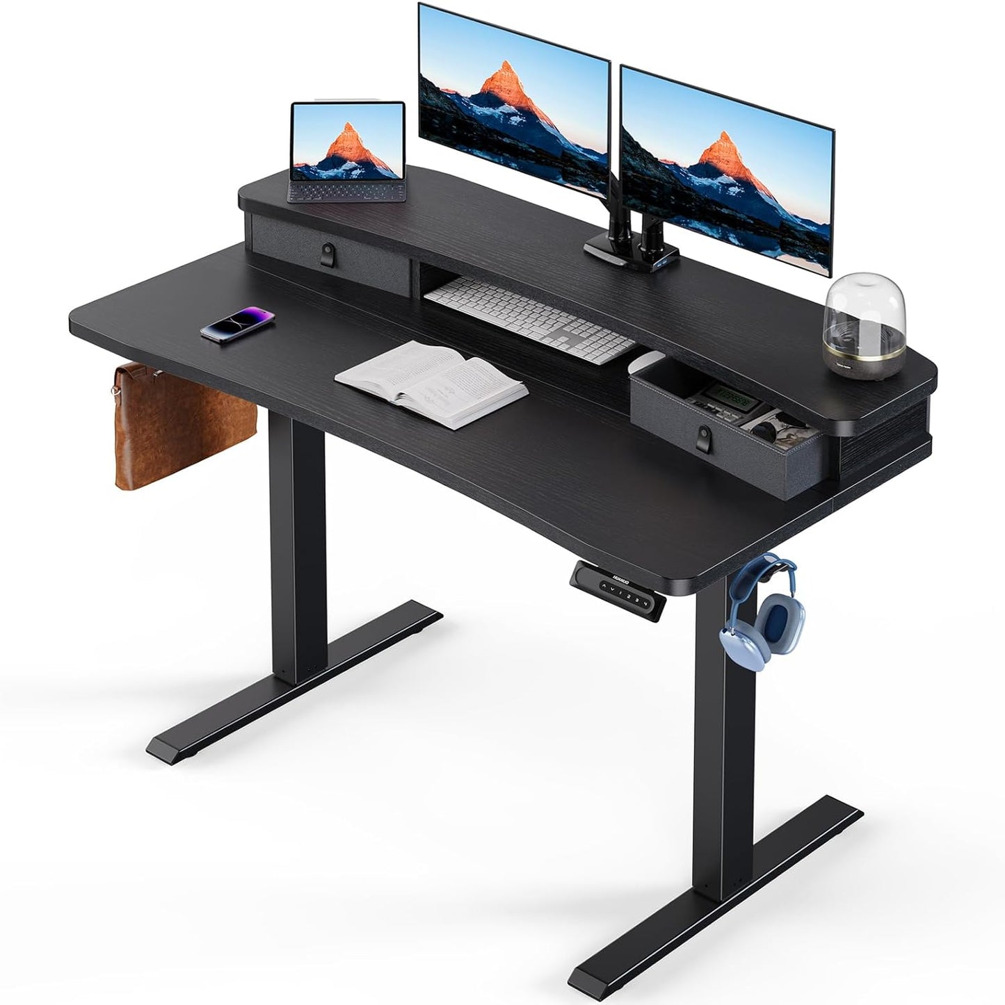 Adjustable Standing Desk with Storage & Hooks