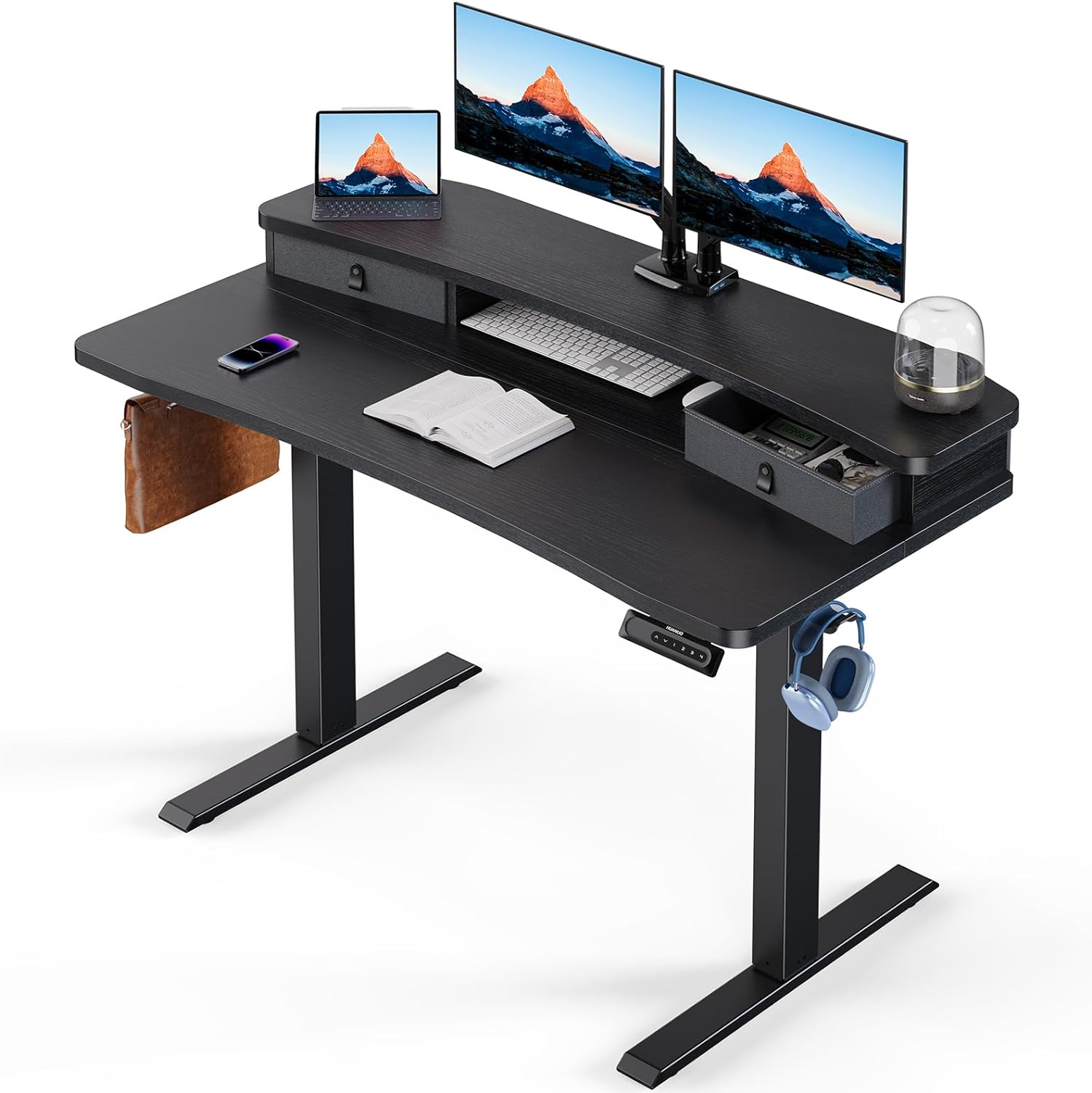 Adjustable Standing Desk with Storage & Hooks
