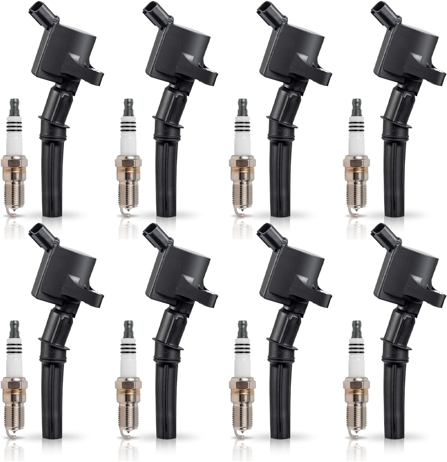 ENA Set of 8 Platinum Spark Plugs and Ignition Coils for Ford