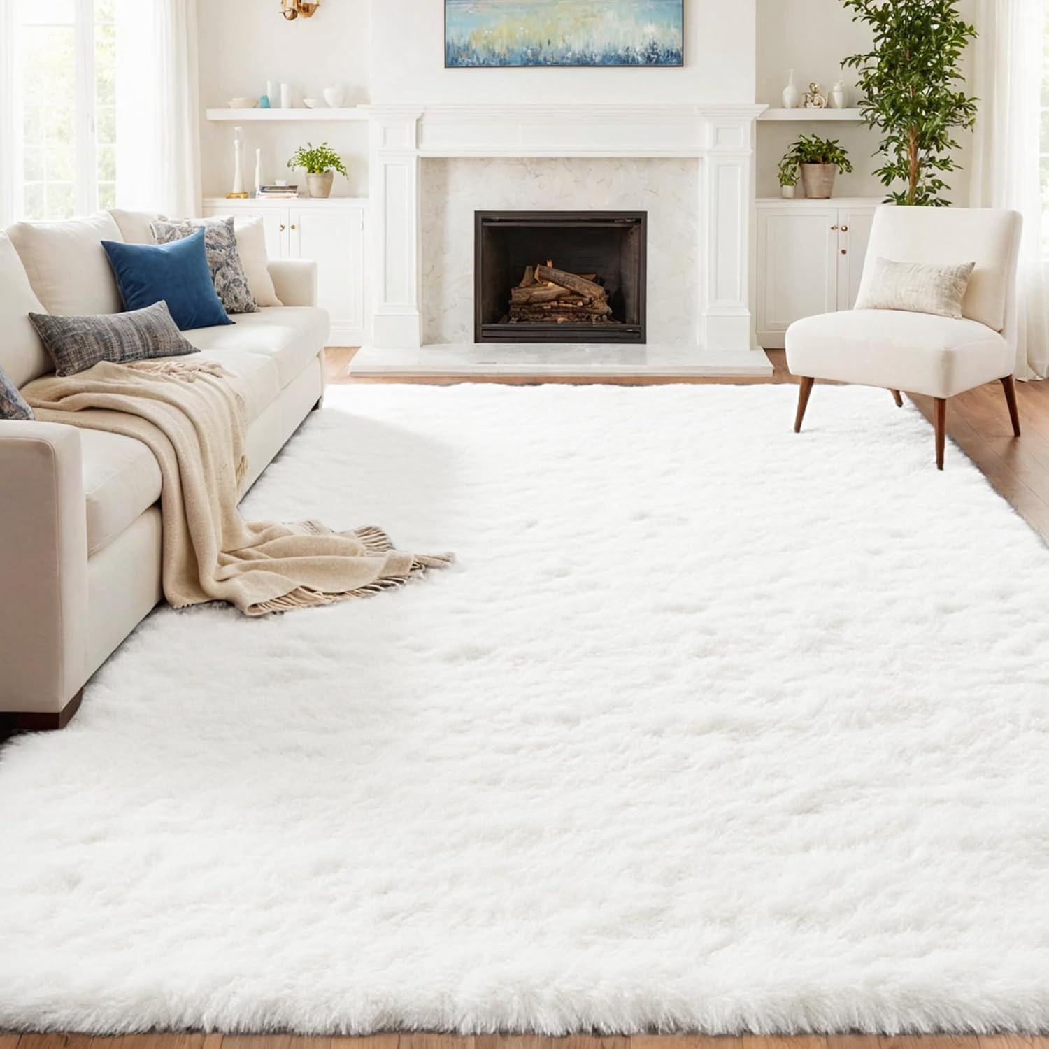 Ultra Soft Fluffy 8x10 Area Rugs for Living Room and Bedroom