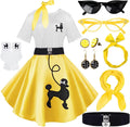 10Pcs Sock Hop Outfits for Women - Complete 1950s Poodle Skirt Set