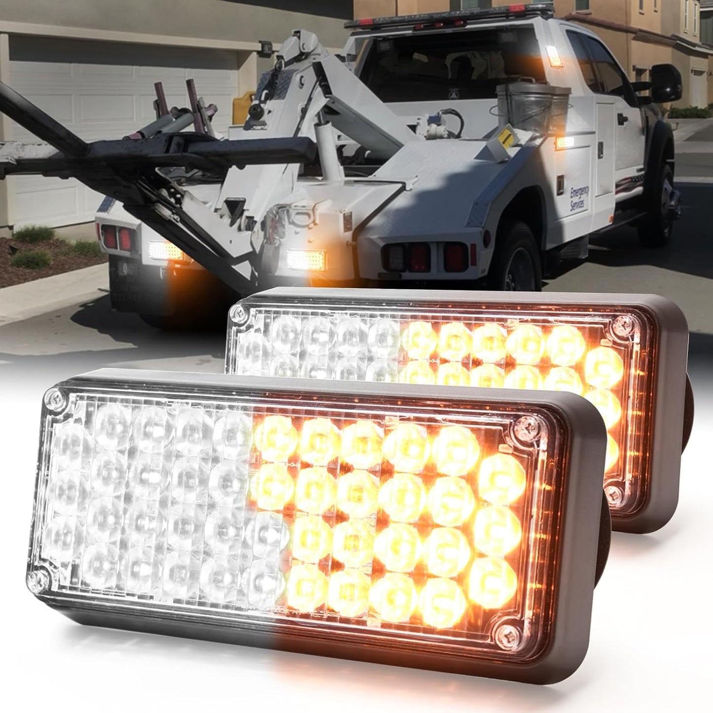 BooYu 2-Pcs Battery Operated LED Emergency Strobe Lights Bar
