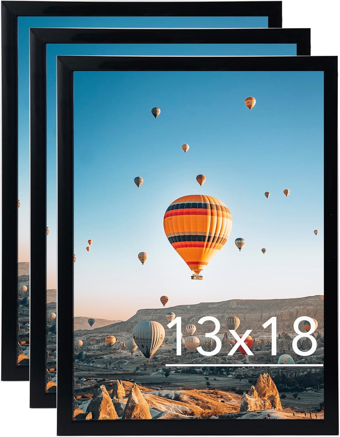 13x18 Picture Frame Set of 3 Black for Stylish Wall Decor
