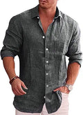 COOFANDY Men's Casual Button Down Linen Chambray Shirt - Lightweight