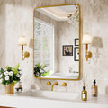 Gold Metal Framed Bathroom Mirror by PIUDOC - 30X22 Inch