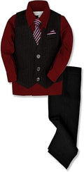 Johnnie Lene Pinstripe Boys Formal Dresswear Vest Set - Classic Fit