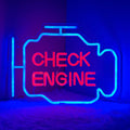 Check Engine Neon Sign for Garage Wall Decor - Retro LED Accent
