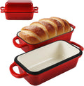 9 x 5 Inch Bread Pan Enameled Cast Iron Loaf Pan with Lid - Even Heat