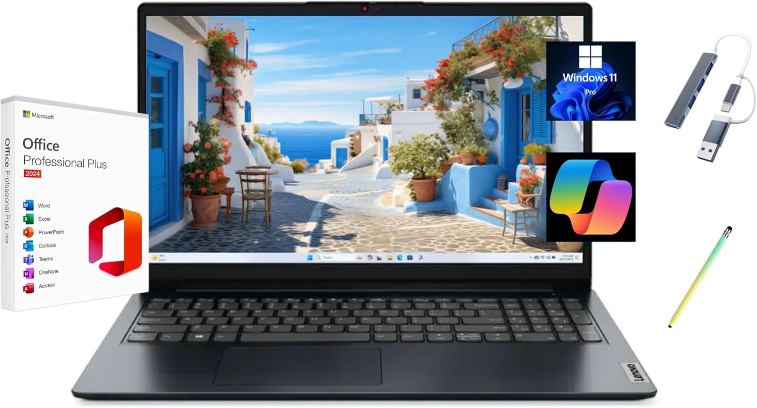Lenovo Ideapad 1i 15.6in FHD Touchscreen Laptop with Office 2024