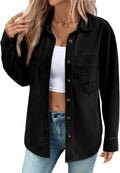 Sidefeel Women Denim Shirts Oversized Long Sleeve Blouse
