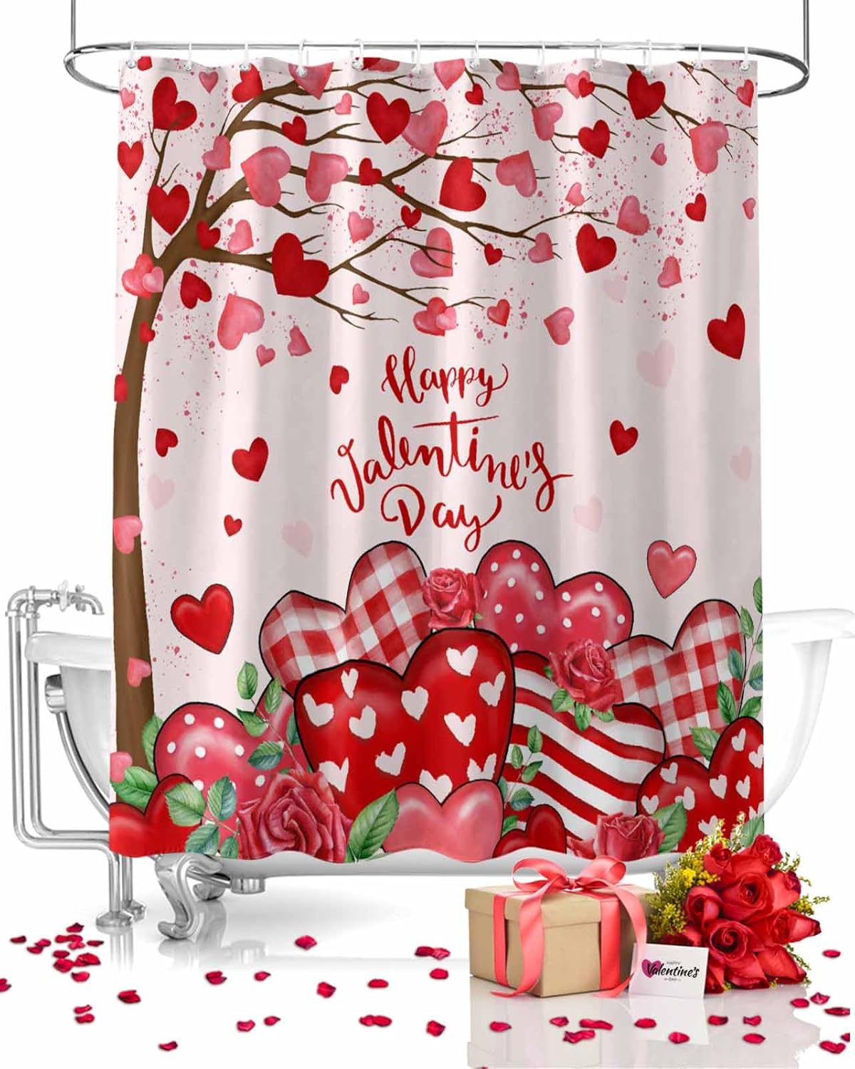 Romantic Valentine's Day Red Shower Curtain Set