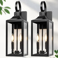 19 in Large Outdoor Wall Light Black Porch Sconce - 2 Pack