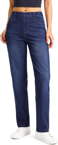 Rammus Straight Leg Jeans for Women High Waisted Pull On - Stretchy
