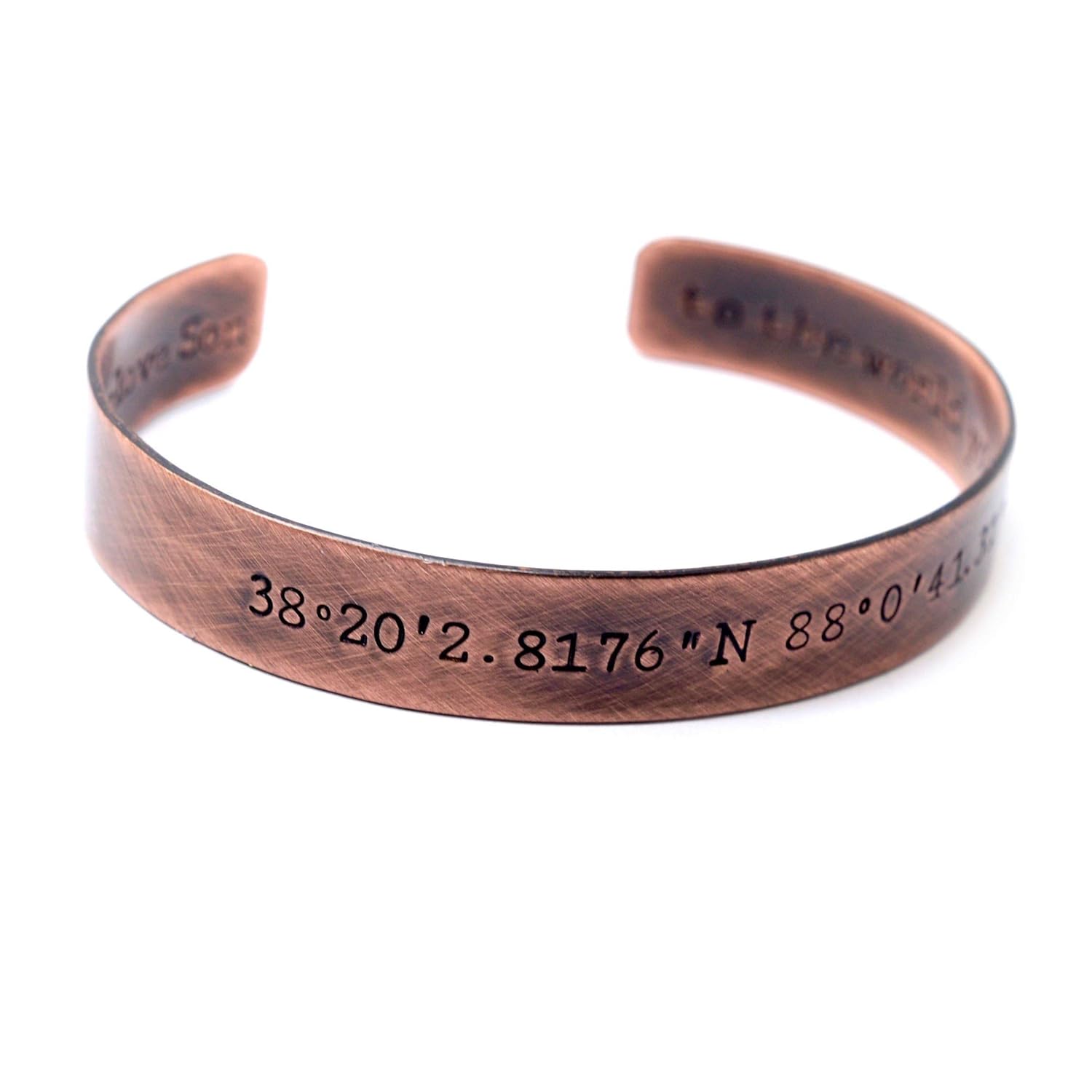 Coordinates Copper Cuff Bracelet - Custom GPS Location Gift