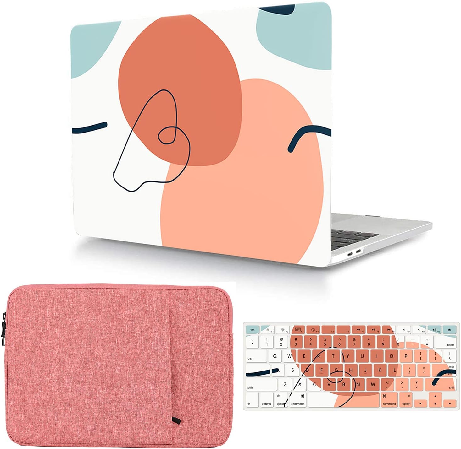 MacBook Air 13 Inch Case with Keyboard Protection in Pink Geometry