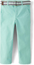 Baby Boys' Belted Chino Pants - Mint Spring Pattern