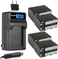Kastar 4-Pack BP-970G Battery and LCD AC Charger Kit - Long Run Time