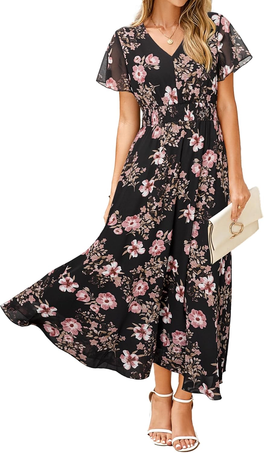 Simplee Womens Floral Maxi Dress for Summer Weddings and More
