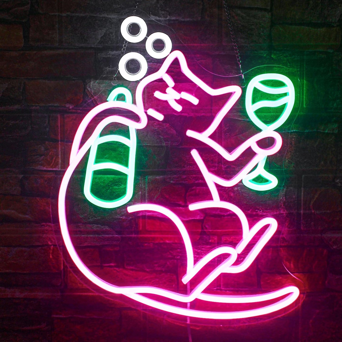 Cat Beer Neon Sign for Wall Decor - Dimmable LED Light Up Sign