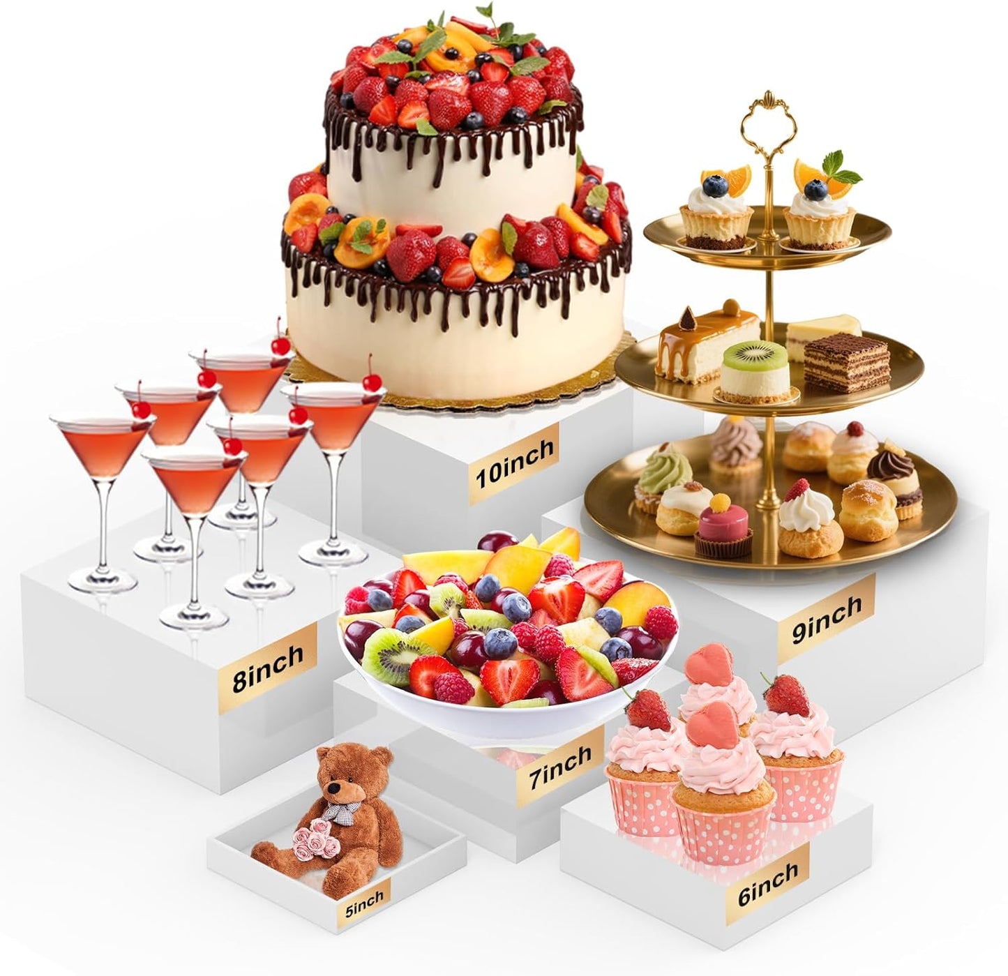 Buffet Risers Set of 6 for Elegant Food Display and Storage