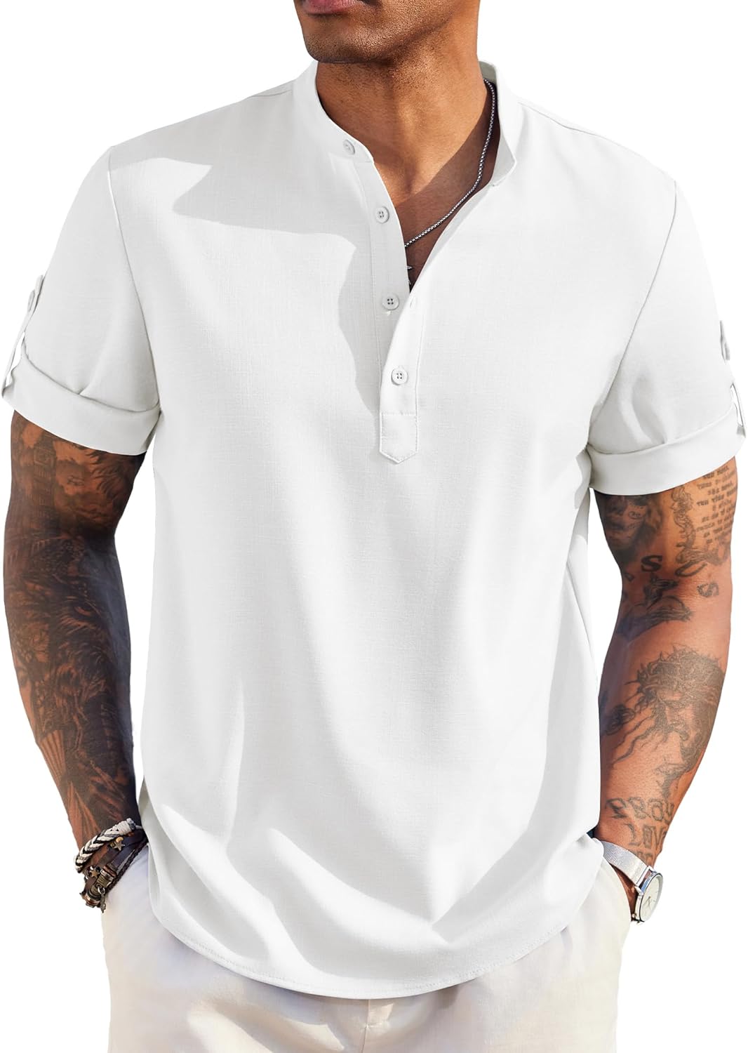 COOFANDY Men's Casual Henley Shirt for Summer Beach Style