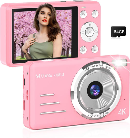 4K Kids Camera w/ 18X Zoom & Anti Shake