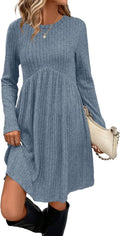 Functional OFEEFAN Long Sleeve Dress for Women with Stylish Pockets