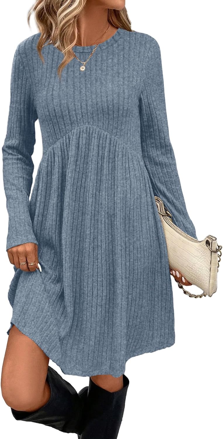 OFEEFAN Long Sleeve Dress for Women with Pockets and Style