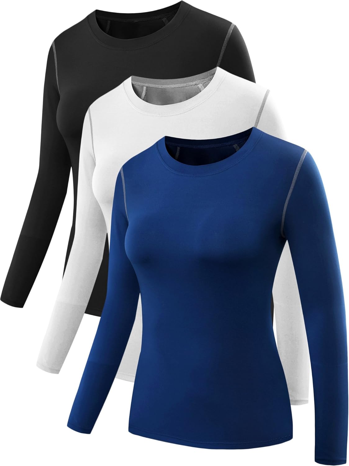 NELEUS Women's 3 Pack Athletic Compression Long Sleeve T Shirt